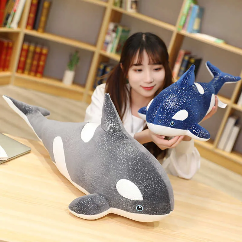 Whale Plush Toys Sleeping Pillow Travel Companion Toy Cute Stuffed Animal Fish 210728