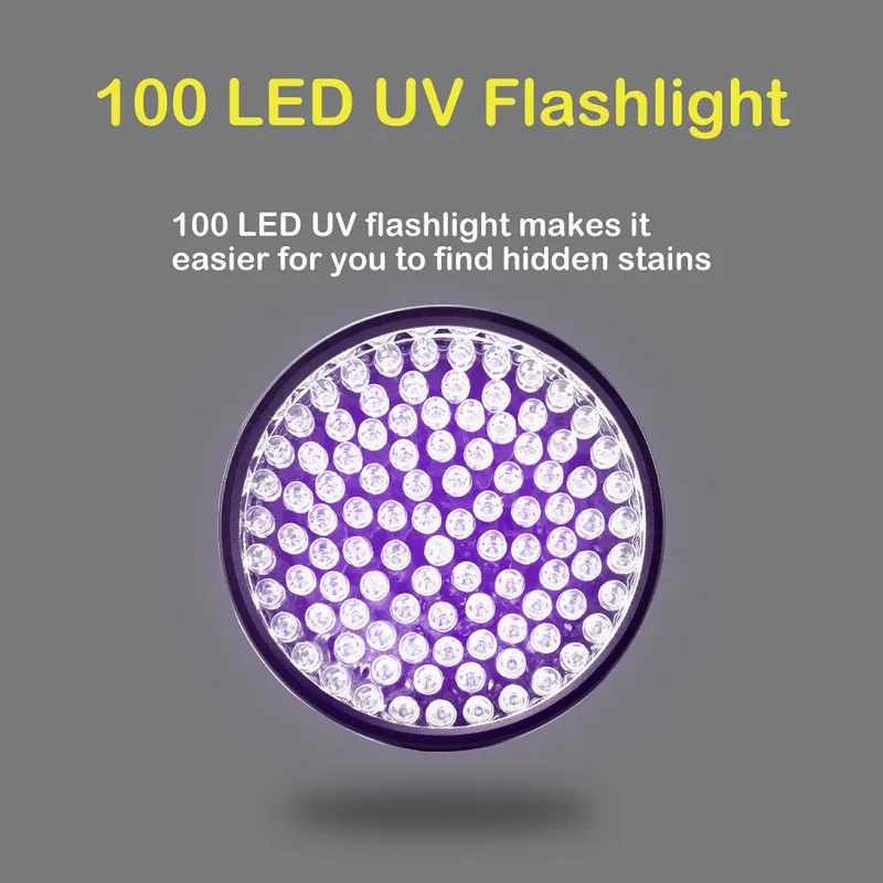 395 nm 100 LED UV ultrafioletowe latarki Wodoodporne czarne światło Lampa oświetleniowa Aluminiowa Wykrywanie stadium skorupy 1037570