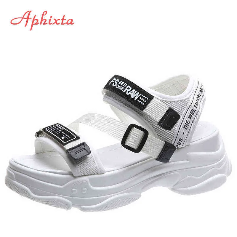 샌들 Aphixta 5cm 플랫폼 여성 샌들 여름 신발 버클 슬라이드 캐주얼 스포츠 샌들 머 무저 220121
