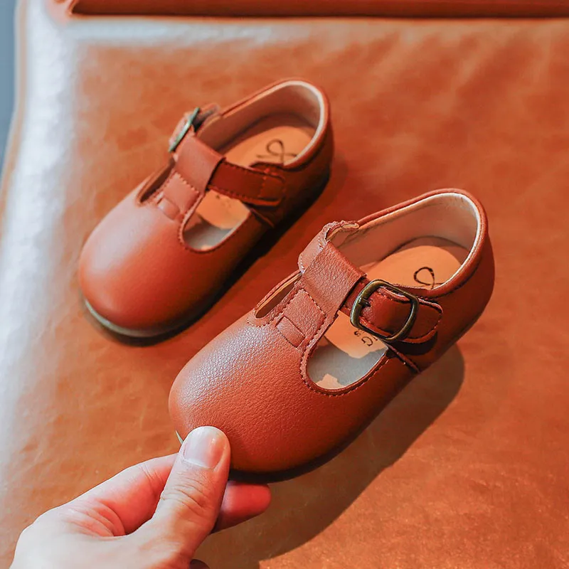 Höst tjejer läder skor mode solid färg baby flicka casual barn sneakers mjuk botten toddler storlek 21-30 sz256 220225