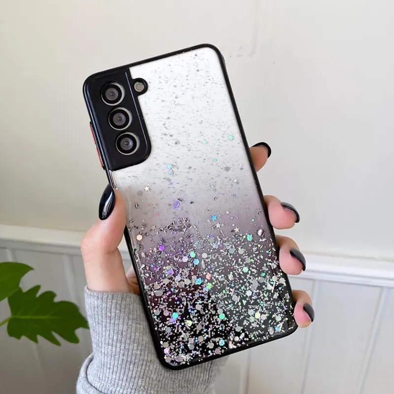 Custodia telefono Glitter Star Xiaomi Mi POCO X3 NFC Pro Redmi Note 10 9Pro K40 Protezione lenti Cover posteriore morbida e trasparente Capa