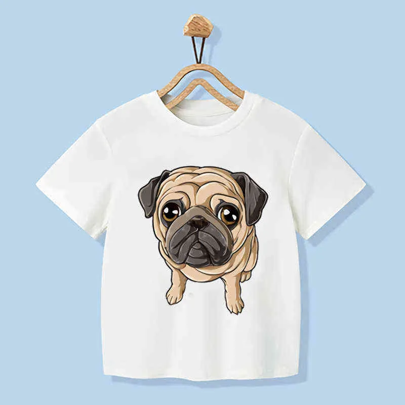 Summer T shirt For Girls Boys Cool Pug Roller Skating Animal Print Tshirt Kawaii Kids Clothes Dog Funny T-shirt,YKP011 G1224