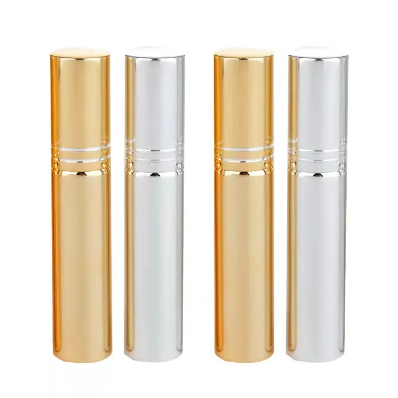 10 ml Altın Cam Parfüm Doldurulabilir Şişe Sprey Otomizer Siyah Test Şişeleri Boş Gümüş Kozmetik Ambalaj Kapları 50 adet