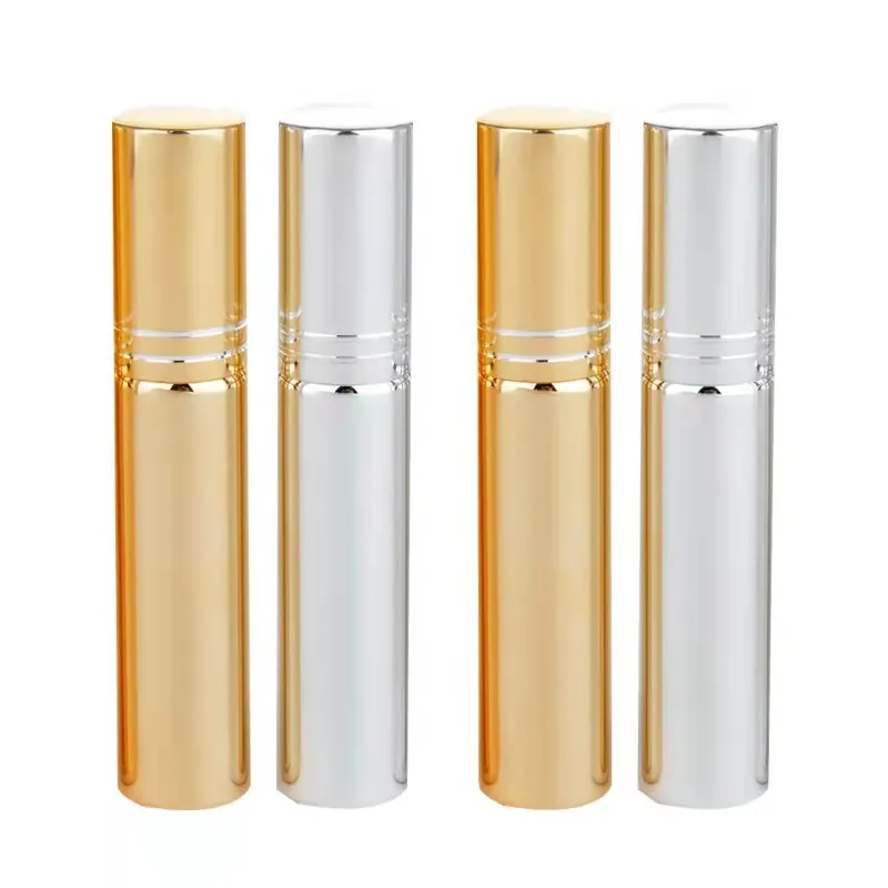 10ml Gold Glass Perfume Refillable Bottle Spray Automizer Black Test Vials Empty Silver Cosmetic Packaging Containers 