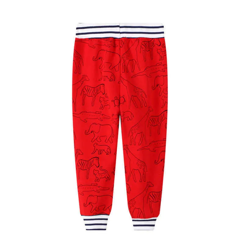 Jumping Meters Red Animals Print Children's Sweatpants for Autumn Spring Baby Long Pants Toddler Trousers Boys Girls 210529