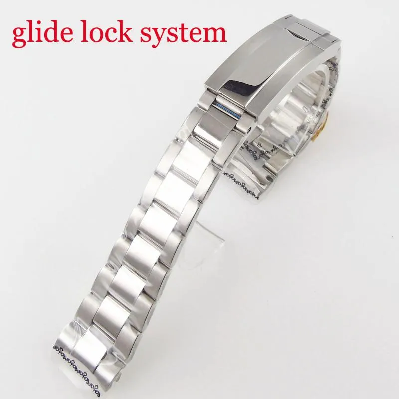 Assista Bandas 20mm Oyster Jubilee Style Strap Watchband 904L Pulseira de Aço Inoxidável Peças de Reposição Escovado Polido Glide Lock System285E