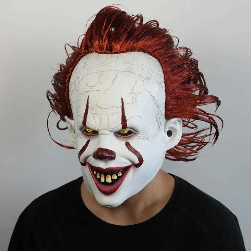 Filme s It 2 Cosplay Pennywise Palhaço Coringa Máscara Tim Curry Máscara Cosplay Halloween Party Adereços Máscara LED Máscaras de máscaras inteiras f234K