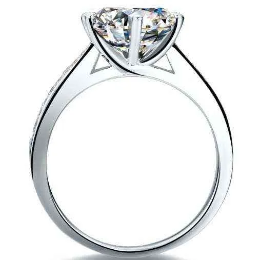 Solidna Platinum PT950 2CT Diament Diament Kobiety Pierścionek zaręczynowy Oświadczenie Biżuteria Prezent Piękne pudełko Biały Złoty palec 211217