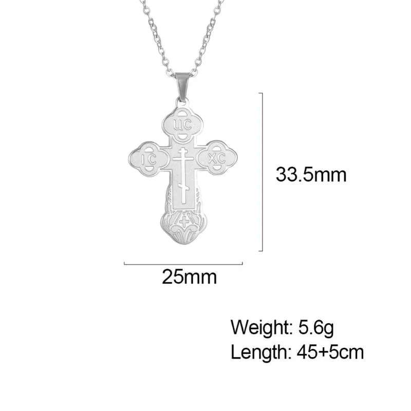 Pendant Necklaces COOLTIME Christian Cross Necklace Women Men Eastern Orthodox Serbian Gold Color Silver Jewelry Christmas Gift195G