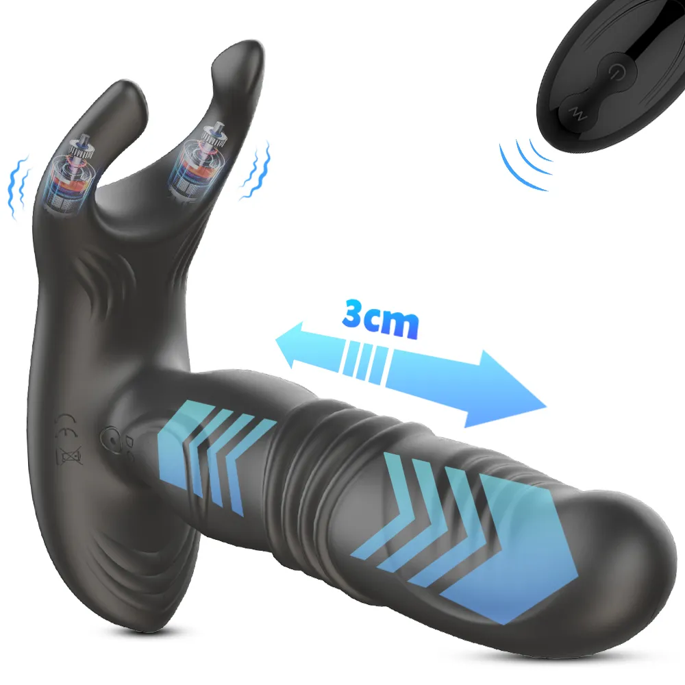 Ejaculation retardée Bague pénis télécommande Telescopic Dildo Vibromator Protager de prostate G-Spot Stimulateur sexy jouets pour couple