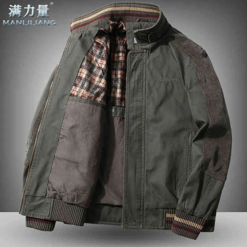 Haute qualité veste hommes 96% coton printemps automne ample grande taille d'âge moyen tenue décontracté vêtements d'hiver 211110