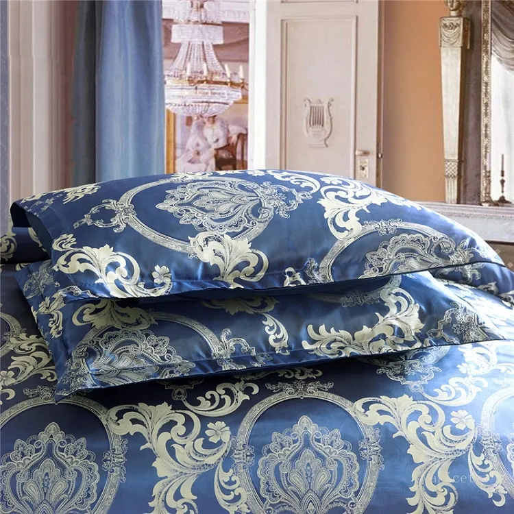 Ensembles de literie de luxe en satin Jacquard ensemble de lit de broderie double reine king size housse de couette ensemble taie d'oreiller expédition maritime T2I51970