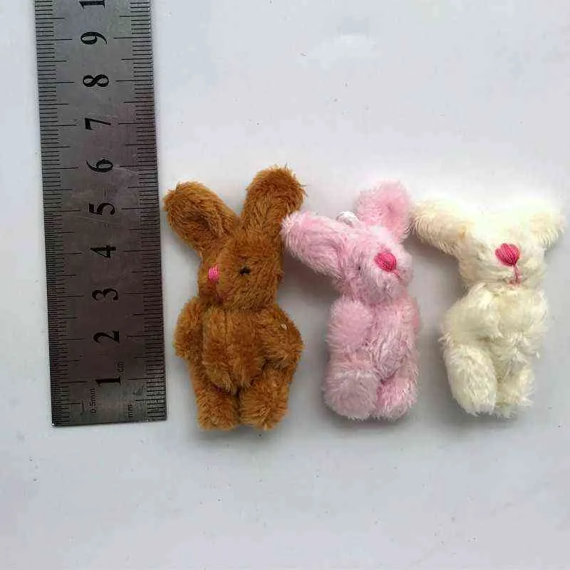 10 sztuk / partia 3.5cm 4 cm miękki mini wspólny królik wisiorek królik do breloczek bukiet zabawki lalki diy ozdoby prezenty y211119