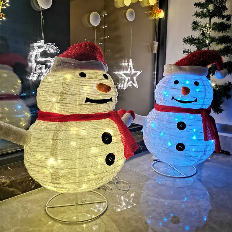 Outdoors Garden Decoration Christmas Snowman LED Lamp Home Christmas Ornaments for year 2022 Garden Landscape Lawn Lamp 211104