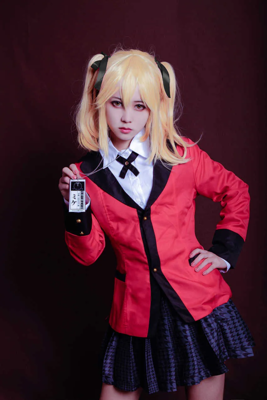 カーニバルkakegurui jabami yumeko yomoduki runaコスプレコスチューム女性コートウィッグハロウィーンアダルトキッドガールY0913218T