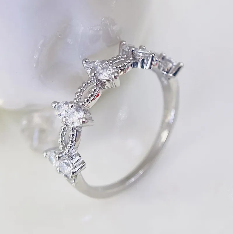 Solid 925 Sterling Silver Pierścionki Symulowane Diamenty Zaręczyny Ślub Proste Palcowe Pierścień Dla Kobiet Moda Biżuteria Xjz561