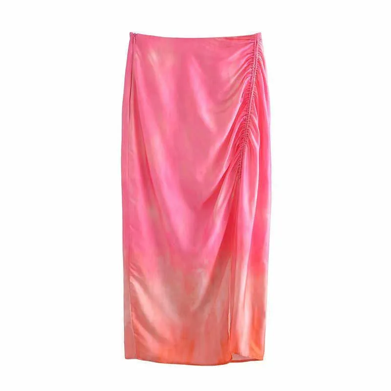 ZA Tie Dye Off Shoulders夏のトップの女性のセクシーな非対称的なトリミングブラウスファッションサイド弓ジップ閉鎖女性ビンテージシャツ210602