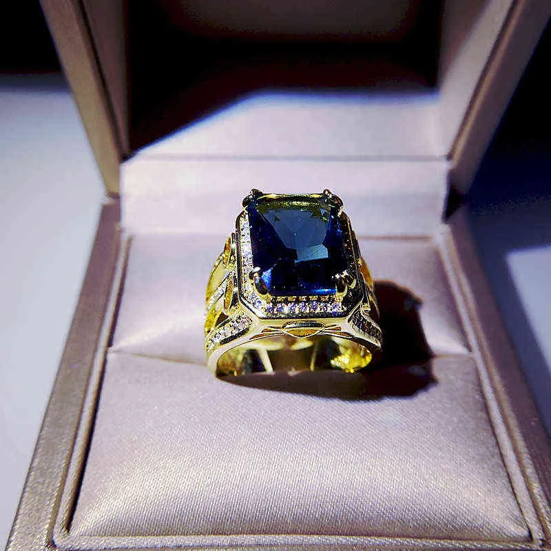 Ювелирное кольцо из желтого золота 14 карат с натуральным сапфиром для мужчин и женщин Fine Anillos De Wedding Bizuteria, чистый драгоценный камень 14 карат 2112178066488