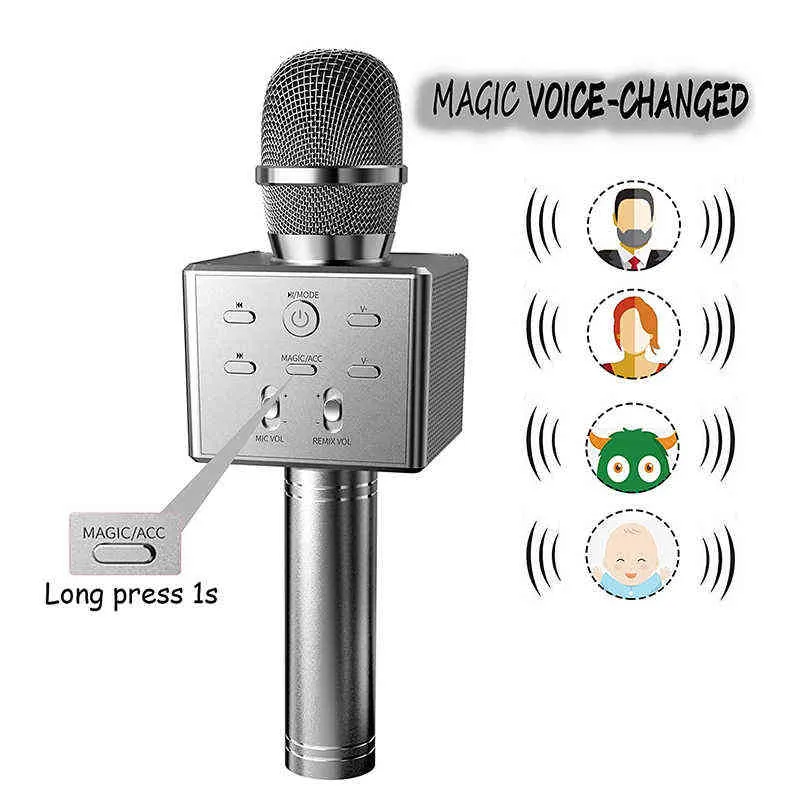 Microphones Kinglucky K8 Karaoke Microphone Machine Portable Wireless Karaoke Machine Handheld med LED -lampor för vän Chrismas Gift T220916