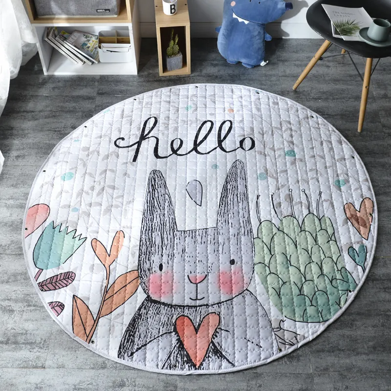 950g Animais dos desenhos animados Fox / Girafa Padrão Bebê Play Mat Criança Rastejante Cobertor Brinquedos Saco De Armazenamento Decoração Sala de Criança Enviado Pacote Enviado 210320