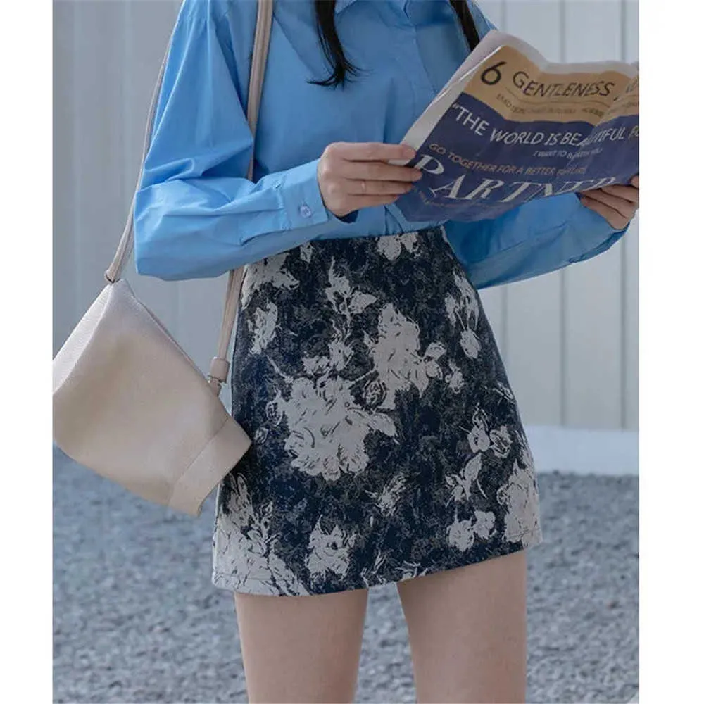 Vintage abstrakcyjne malarstwo atramentowe krótka spódnica żeńska wysokiej talii torba A-line Hip Mini spódnica Kobiety Gotycki letni styl koreański 210619