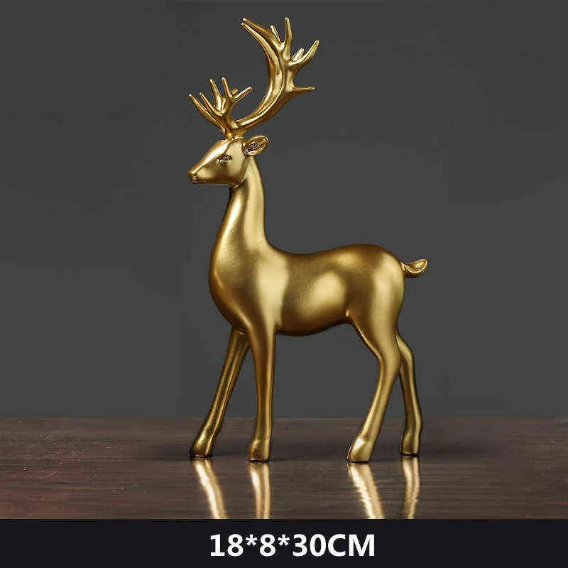 Northeuins Resin Golden Deer Bull Beeldjes voor Interieur Nordic Animal Ox Statue Official Sculptures Woondecoratie Accessoires 211108