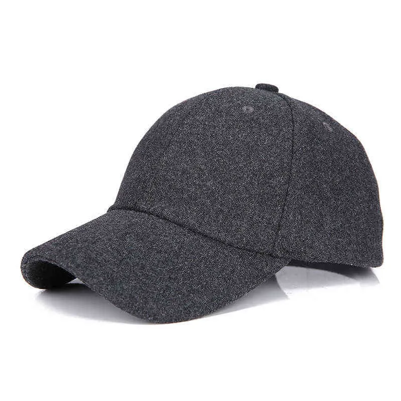 Outono inverno unisex lã feltro bonés de beisebol cor sólida casquette capô trilby chapéu para homens mulheres aa220304