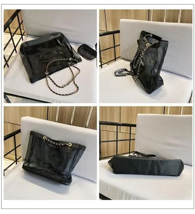 Bolsa de maquillaje de playa, bolso negro, bolso de mano, red famosa, tienda de cosméticos, bolso de belleza, bolso de compras negro, bolsa de red 260u