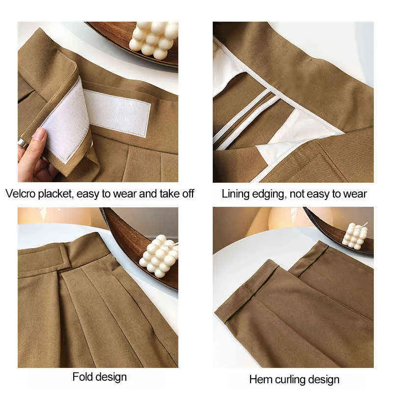 Vintage marron épaissir pantalon de costume pour femmes automne hiver mode taille haute droite Harajuku Harem pantalon vêtements coréens 211112