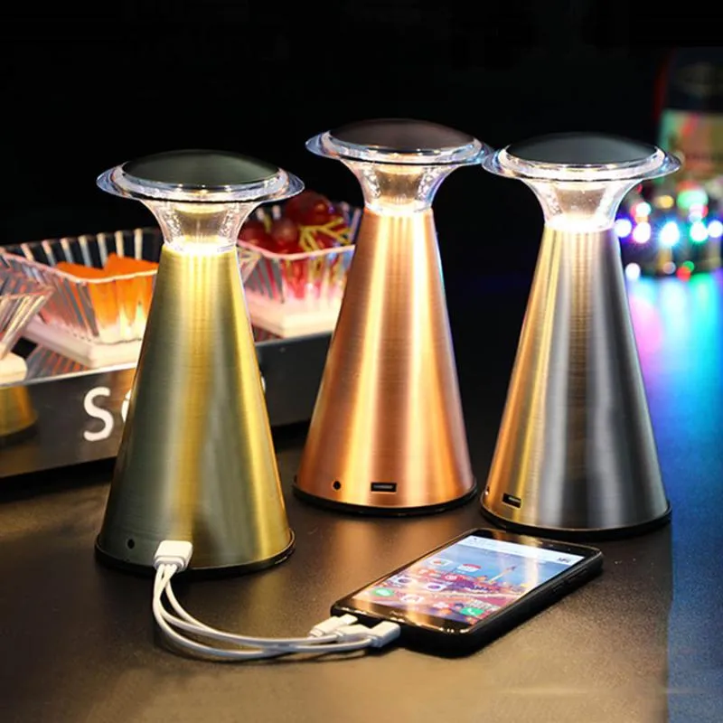 Lámparas de mesa Inalámbrico Vintage Bar Sensor táctil Recargable LED Luces de noche Cafe KTV Restaurante Stand Light263i