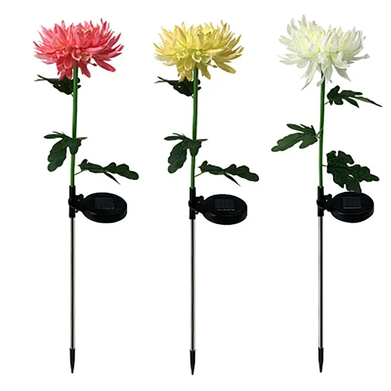 Chrysanthemum Çiçekler Güneş Işığı Led Açık Bahçe Simülasyonu Çiçek Çim Takımı Toprakları Peyzaj Lambaları268c