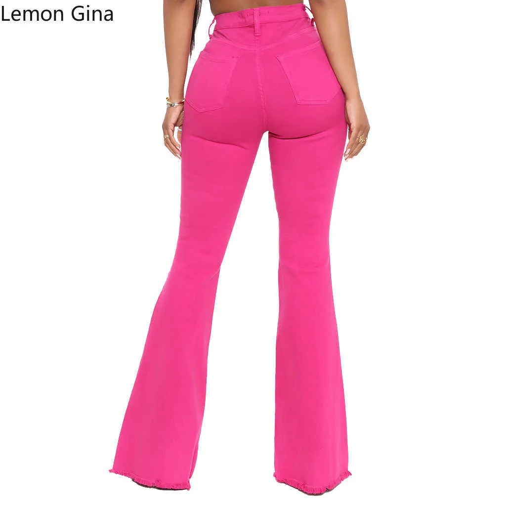 Lemon Gina Fashion Match Tendance Personnalité Rip Stretch Bell Pantalon Q0802