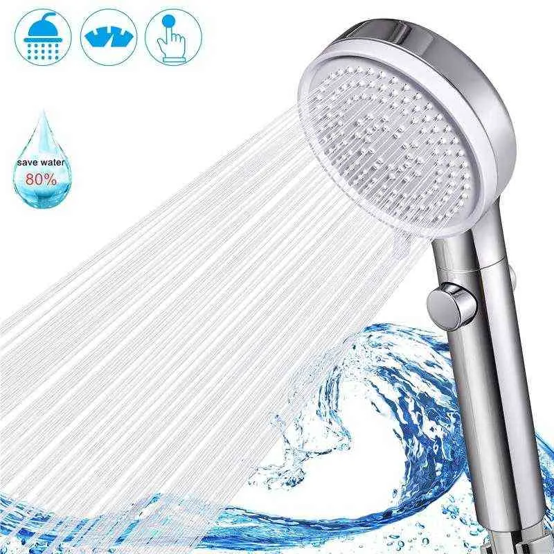SAMODRA Handheld Shower Head High Pressure Boosting Shower Head Water Saving Adjustable 3 Spary Setting With ON/OFF Switch H1209