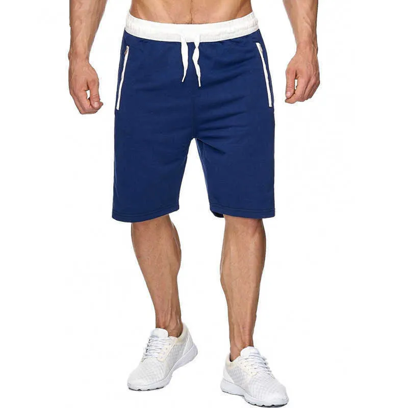 Summer Shorts Men Running Jogger Fitness Breathable Mens Gym Sports Workout Short Pants Male Solid Grey Black Blue 210714