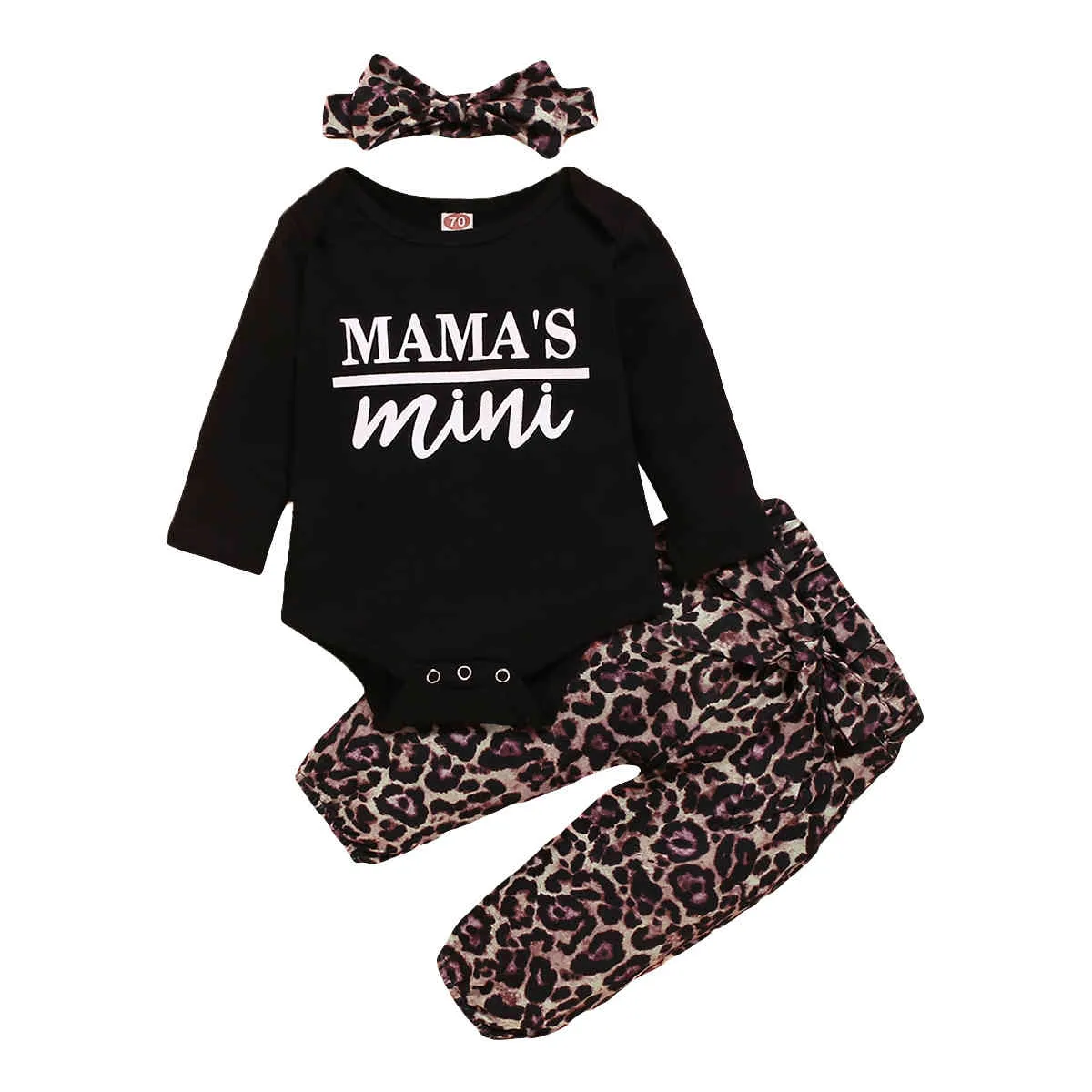 0-18m född spädbarn baby tjejer kläder set mamas mini romer leopard byxor outfits höst vinter kostymer 210515