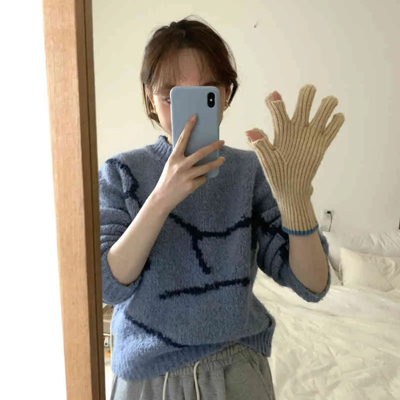 Reine Farbe Gestrickte Woolen Weibliche Winter Touchscreen Student Reiten Split Finger Paar Dicke Warme Frauen Handschuhe