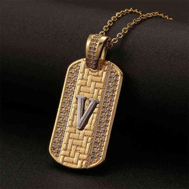 2023 Trendy New Tag Letter Pendant Necklace Women Hip Hop Pave Zircon Link Chain for Jewelry Gift