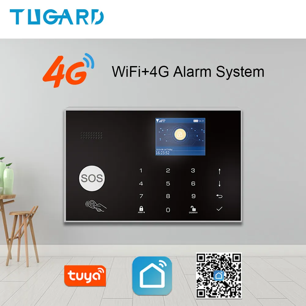 Tuya Wifi Wireless Home Security 3G 4G نظام إنذار مع 433 ميجا هرتز صفارات الإنذار للكشف عن استشعار الحركة Alexa App التحكم عن بعد