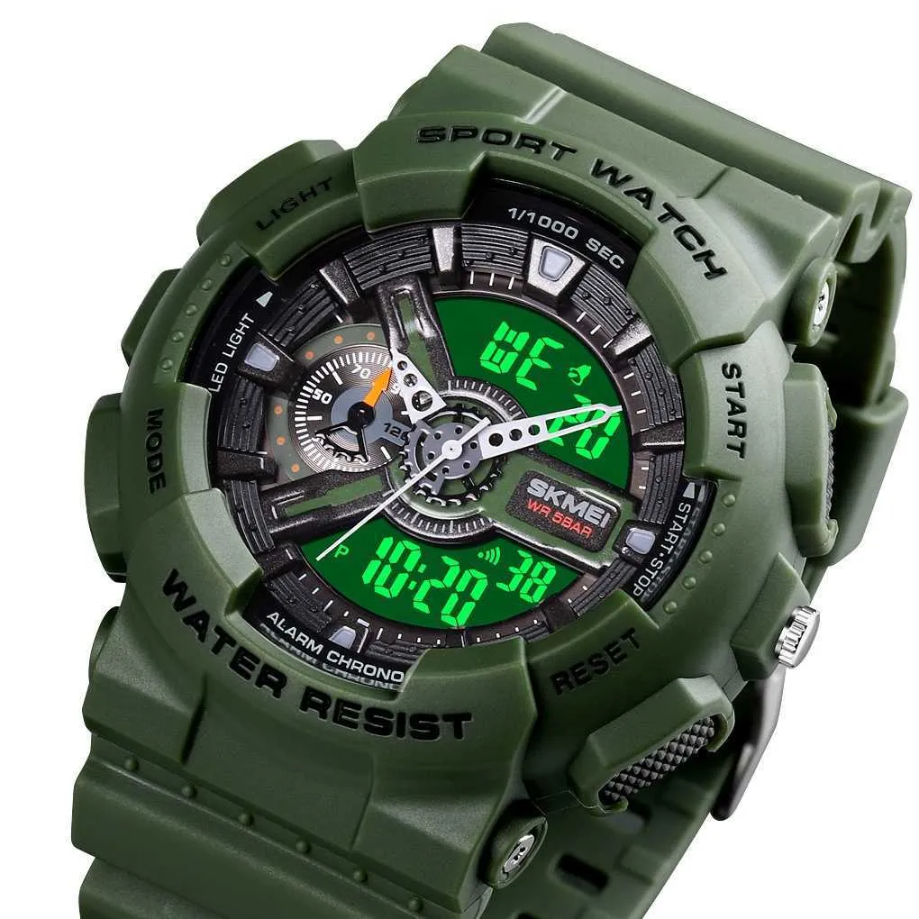SKMEI LED Digital THOCK Men Analog Quartz Black Gold Electronic Wrist Watch Masculino G Style Waterproof Plastic Sports Watch3360