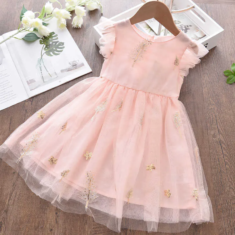 Urso líder bebê meninas casuais princesa vestidos de moda verão crianças lantejoulas vestido crianças festa de casamento vestidos roupas 210708