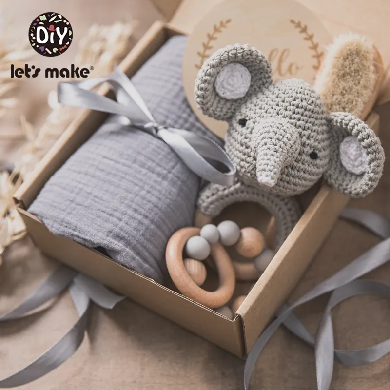 Let039s Make Baby Bath Toy Toy Prazulador de madera Crochet Conmemorando juguetes de hito para bebés Productos de regalo para niños para niños 2103667681