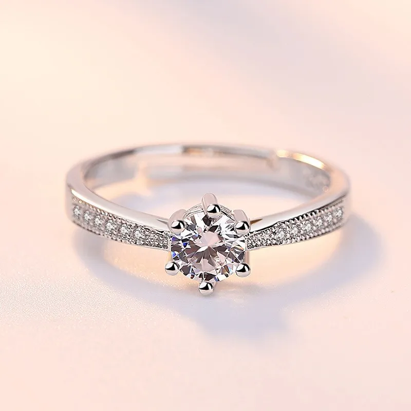 Diamond Solitaire Ring Open verstelbare verloving Weddingringen voor vrouwen Fashion Jewelry Will en Sandy