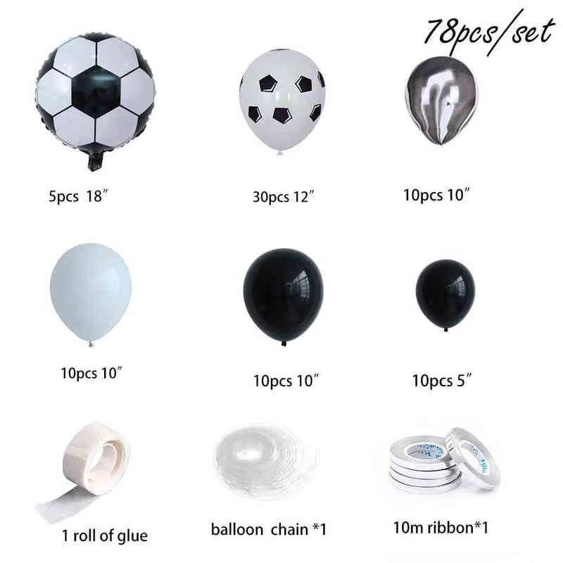 / Set Helium Filium Latex Globos Enfants Boy Football Ballons Guand Arch Kit Décorations de fête d'anniversaire Football Footy Fournitures 211216