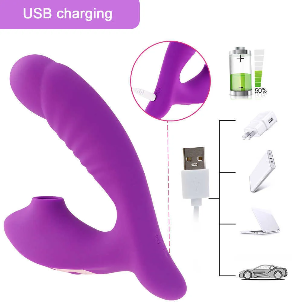 Clit Sucking G Spot Dildo Vibrator 10 Modes Nipple Clitoris Stimulator Female Masturbation Orgasm Adult Sex Toy for Women Couplep0804