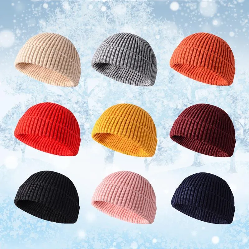 Beanie/Skull Caps Feitong Donna Beanie Solido Inverno Lavorato a Maglia Cappello Acrilico Caldo Lavorato a Maglia Skull Cap Donna Uomo Donna Casual Skullies Chapeau Femme