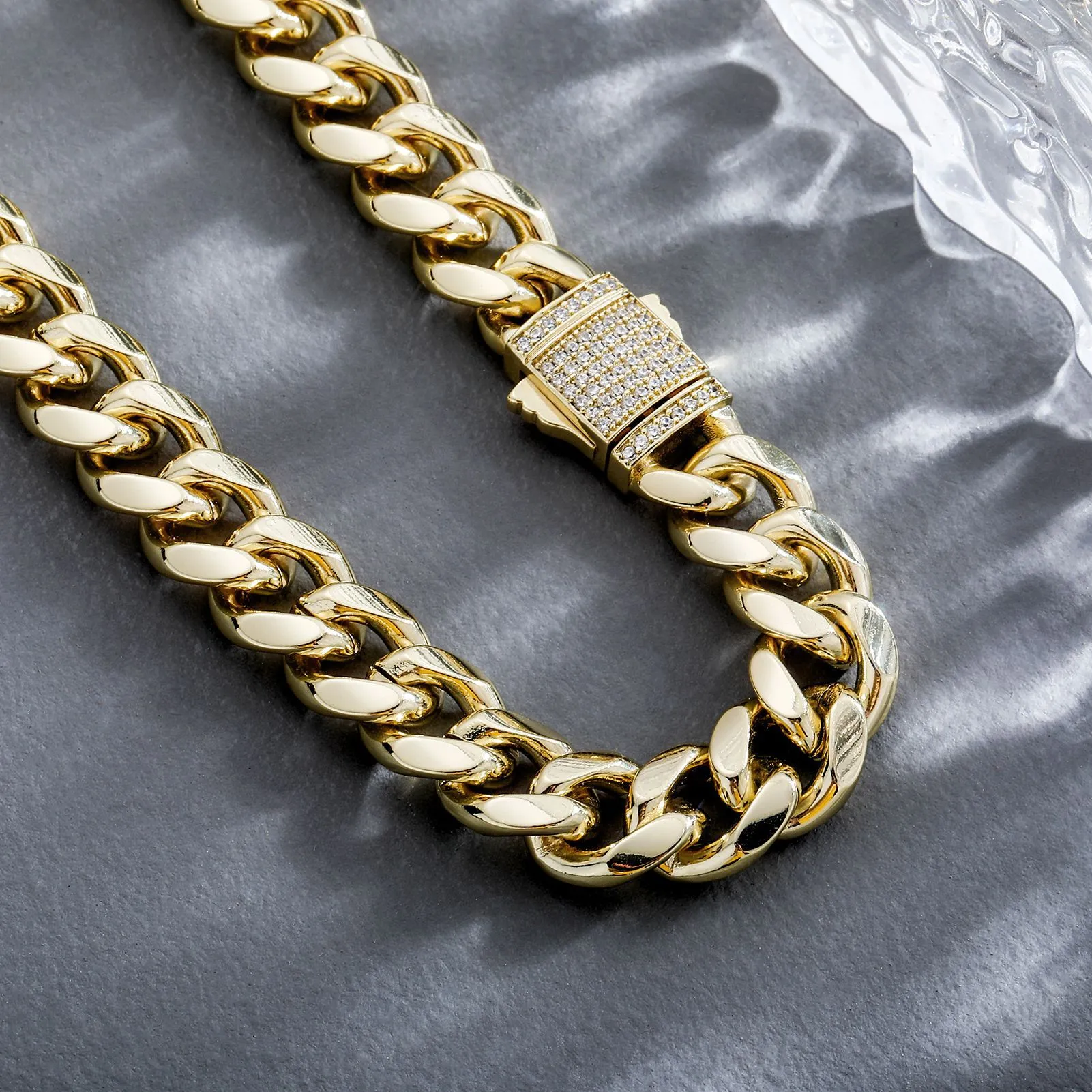 Fine Quality 10mm Spring Clasp Cuban Link Chain Necklace Choker Bracelet Personalized Cubic Zirconia Miami Curb Chains Bling Hip Hop Rapper Jewelry Gifts for Men
