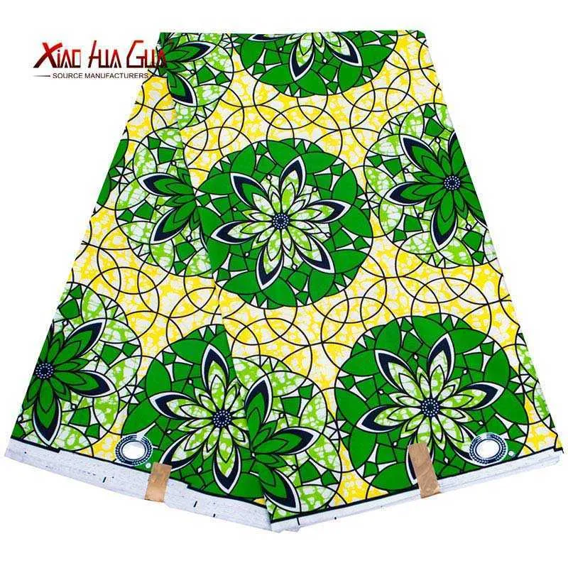 XIAOHUAGUA Cire Tissu Africain Vert Polyester Ankara Traditionnel Batik Haute Qualité Couture Robes de Fête Pour Femmes FP6420 210702