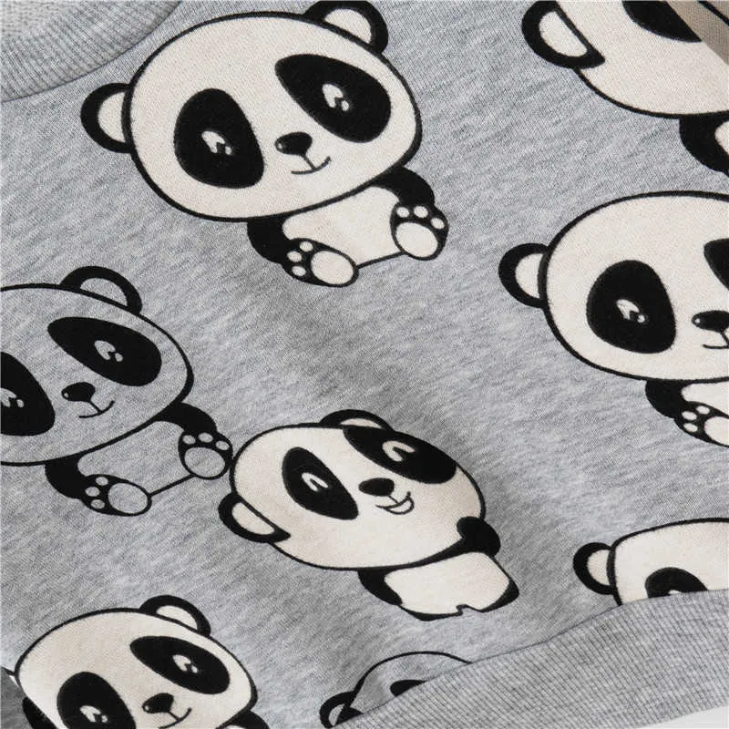 Прыжки метров животных Panda Print детские рубашки для зимних осенних девочек топы хлопка спортивные одежды мальчики толстовки 210529
