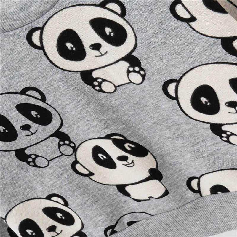 Saut Mètres Animaux Panda Imprimer Bébé Chemises pour L'hiver Automne Filles Tops Coton Sport Vêtements Garçons Sweats 210529