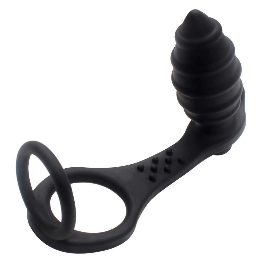 Massage Items Dual Cock Ring Adult Products G-spot Prostata Massager Vibrator Sexy Toys for Men Anal Dildo Butt Plug Silicone255h